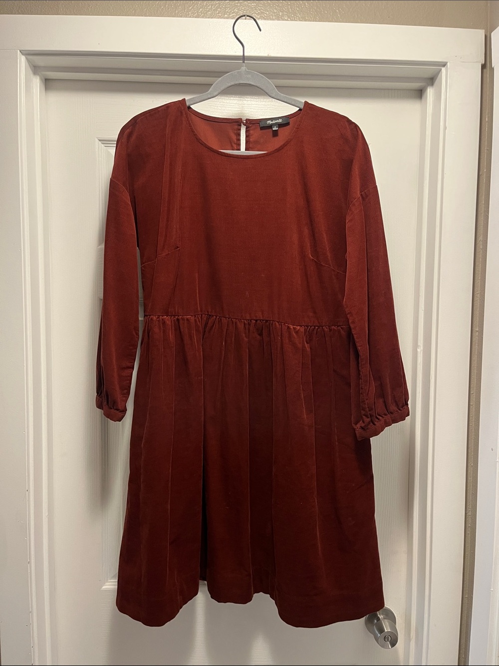Madewell Rust Red Corduroy Crewneck Dress